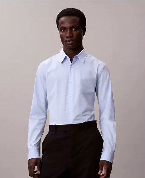 cotton stretch gingham slim button down shirt