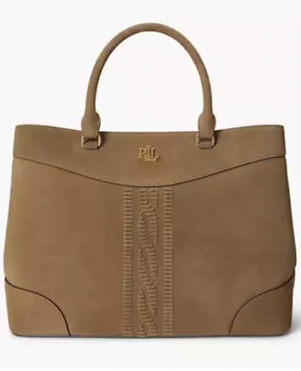 lauren ralph lauren — suede cable embossed large marcy satchel handbag lauren ralph lauren — suede cable embossed large marcy satchel handbag