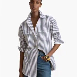 lauren ralph lauren — women's striped collared shirt