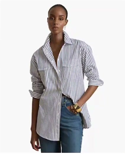 lauren ralph lauren — women's striped collared shirt lauren ralph lauren — women's striped collared shirt