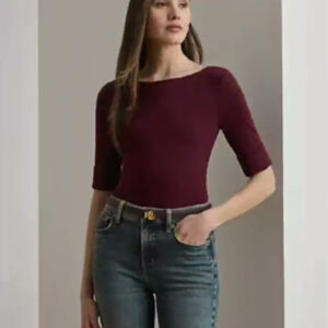 lauren ralph lauren — petite stretch cotton boatneck tee