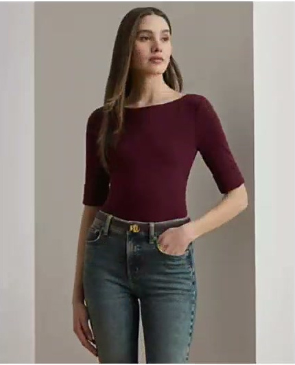 lauren ralph lauren — petite stretch cotton boatneck tee lauren ralph lauren — petite stretch cotton boatneck tee