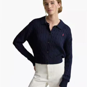 polo ralph lauren — women's polo collar long sleeve cardigan