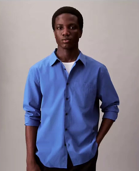 tech poplin button down shirt