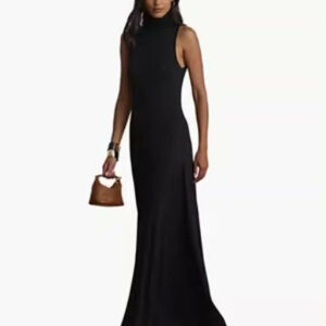 women's sleeveless turtleneck maxi dress