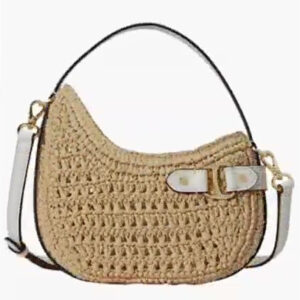 lauren ralph lauren — woven straw small tasha crossbody bag
