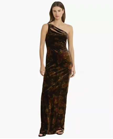 women's one shoulder floral velvet gown women's one shoulder floral velvet gown
