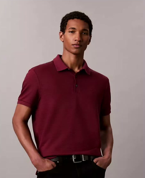 waffle knit classic polo shirt
