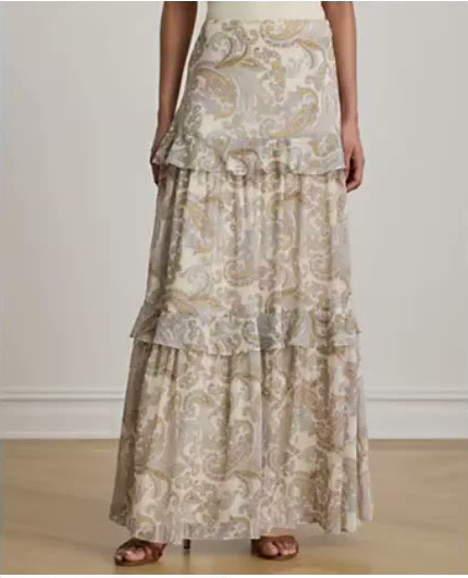 lauren ralph lauren — women's tiered a line maxi skirt lauren ralph lauren — women's tiered a line maxi skirt