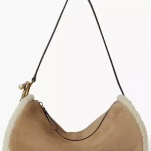 lauren ralph lauren — suede shearling trim small blaike barrel handbag