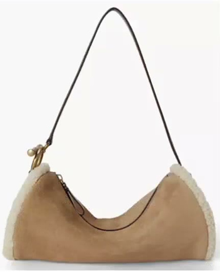 lauren ralph lauren — suede shearling trim small blaike barrel handbag lauren ralph lauren — suede shearling trim small blaike barrel handbag