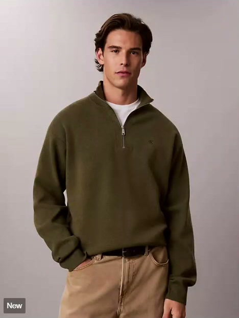 smooth cotton quarter zip sweater