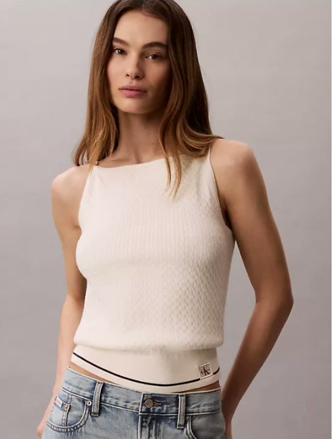 woven monologo cable knit tank