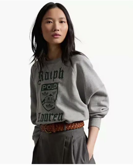 polo ralph lauren — women's prl crest fleece crewneck sweatshirt polo ralph lauren — women's prl crest fleece crewneck sweatshirt