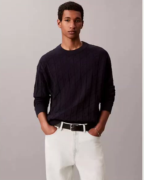 allover emblem logo ribbed sweater
