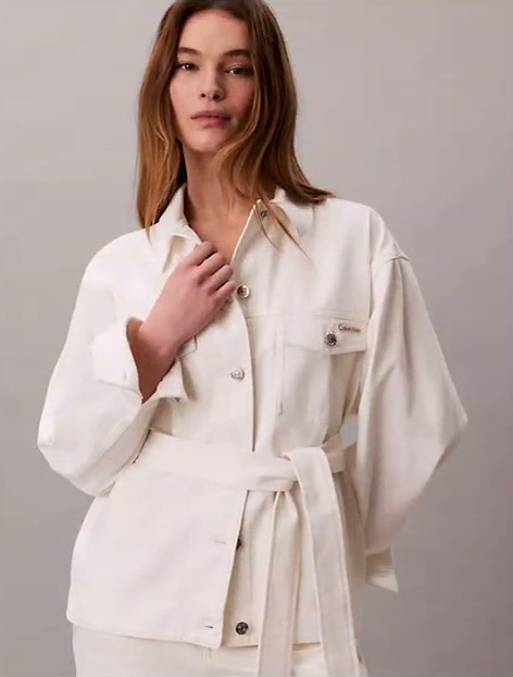 denim cinched belted jacket
