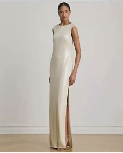 metallic jersey boatneck gown metallic jersey boatneck gown