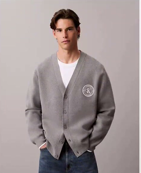 varsity logo cardigan sweater