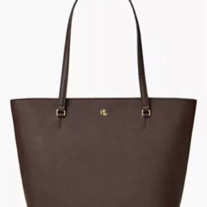 lauren ralph lauren — crosshatch leather karly medium shopper tote handbag
