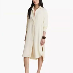 women's double faced georgette midi shirt dress
