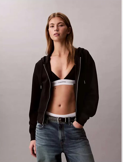 terry monogram cropped hoodie