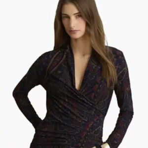 lauren ralph lauren — women's paisley long sleeve surplice top