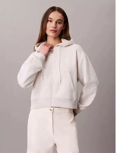 monogram logo fleece zip hoodie