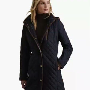 lauren ralph lauren — petite hooded diamond quilted coat macy's exclusive