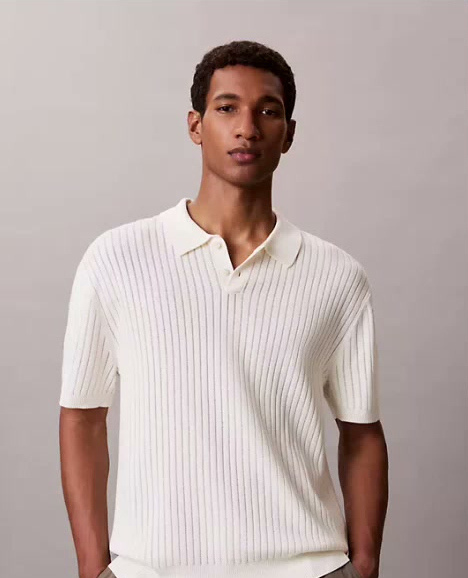 ribbed sweater polo shirt