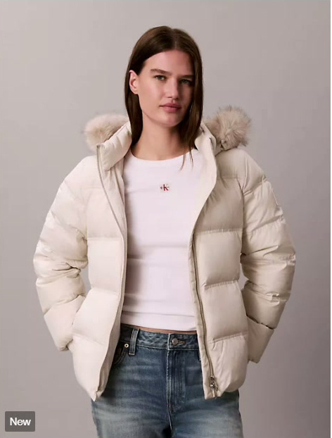 matte belted short puffer jacket