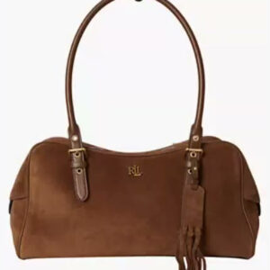 lauren ralph lauren — suede marcy large satchel handbag