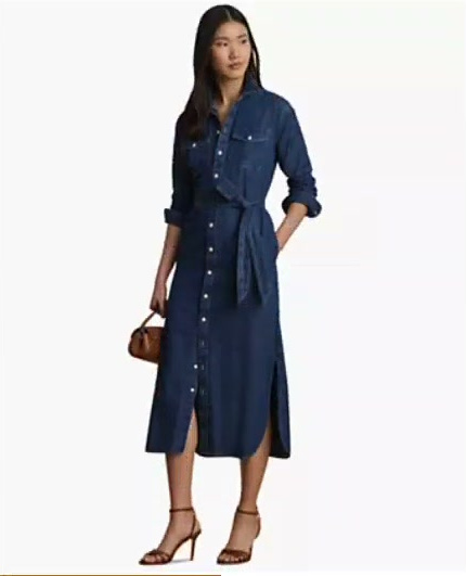 women's collared belted denim midi shirt dress women's collared belted denim midi shirt dress