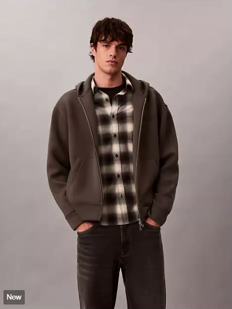 cotton spacer full zip hoodie