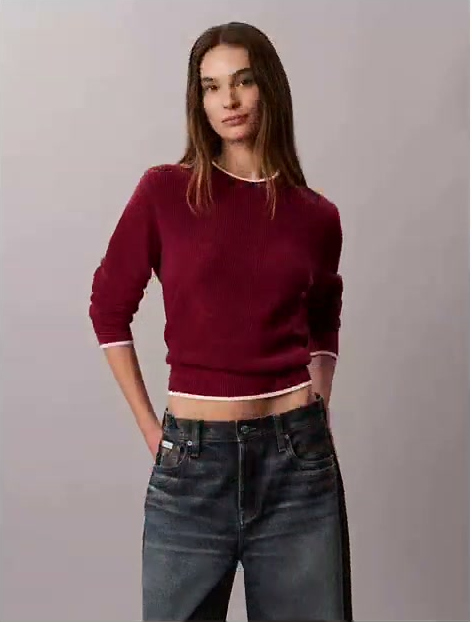 smooth cotton monogram tipping sweater