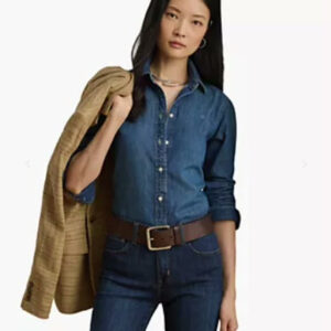 lauren ralph lauren — women's straight fit denim shirt