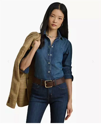 lauren ralph lauren — women's straight fit denim shirt lauren ralph lauren — women's straight fit denim shirt