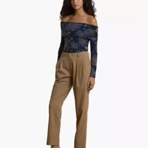 lauren ralph lauren — women's high rise pleated bi stretch twill jodhpur pants