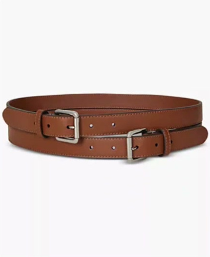 double buckle stacked wide leather belt double buckle stacked wide leather belt