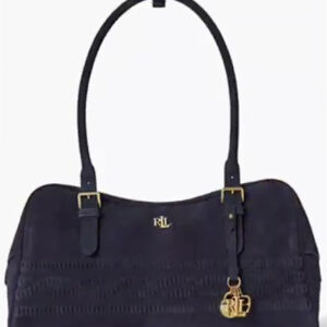 lauren ralph lauren — suede cable embossed medium marcy satchel handbag