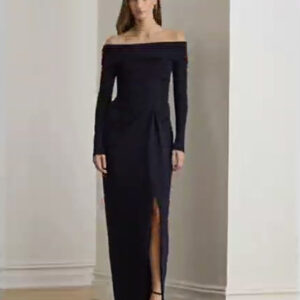 women's rib knit off the shoulder gown