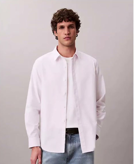 cotton stretch stripe oxford classic button down shirt