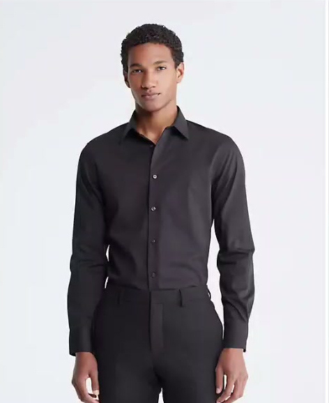 cotton herringbone slim fit dress shirt