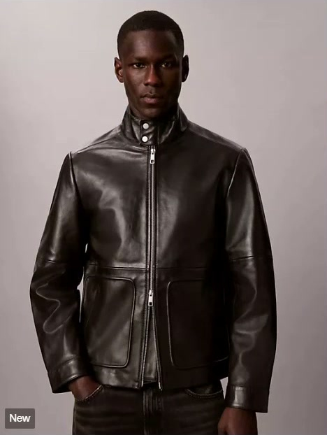 lamb leather zip jacket