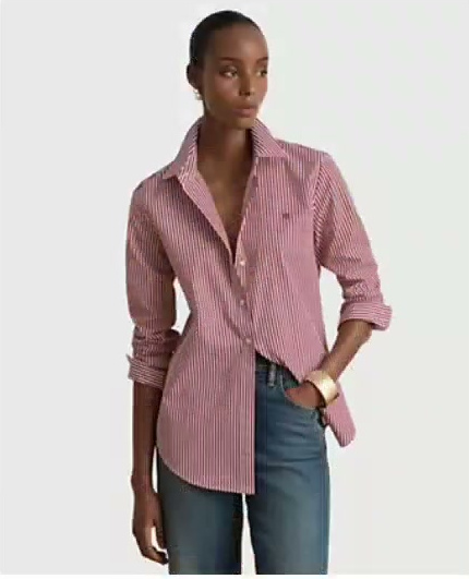 lauren ralph lauren — women's striped long sleeve button down shirt lauren ralph lauren — women's striped long sleeve button down shirt
