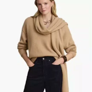 lauren ralph lauren — women's lofty mohair blend long detachable scarf v neck sweater