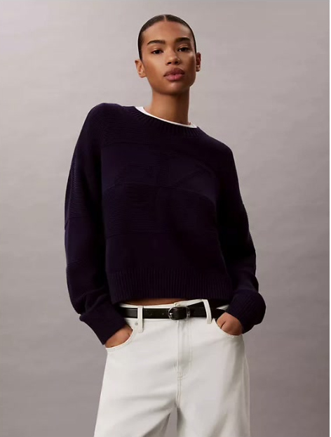 textured monogram relaxed sweater