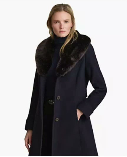 lauren ralph lauren — women's icon faux fur collar walker coat, created for macy's lauren ralph lauren — women's icon faux fur collar walker coat, created for macy's