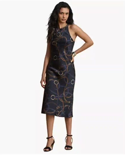 women's belting print sleeveless crewneck dress women's belting print sleeveless crewneck dress