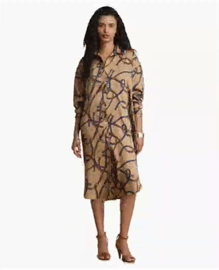 women's belting print collared midi dress women's belting print collared midi dress