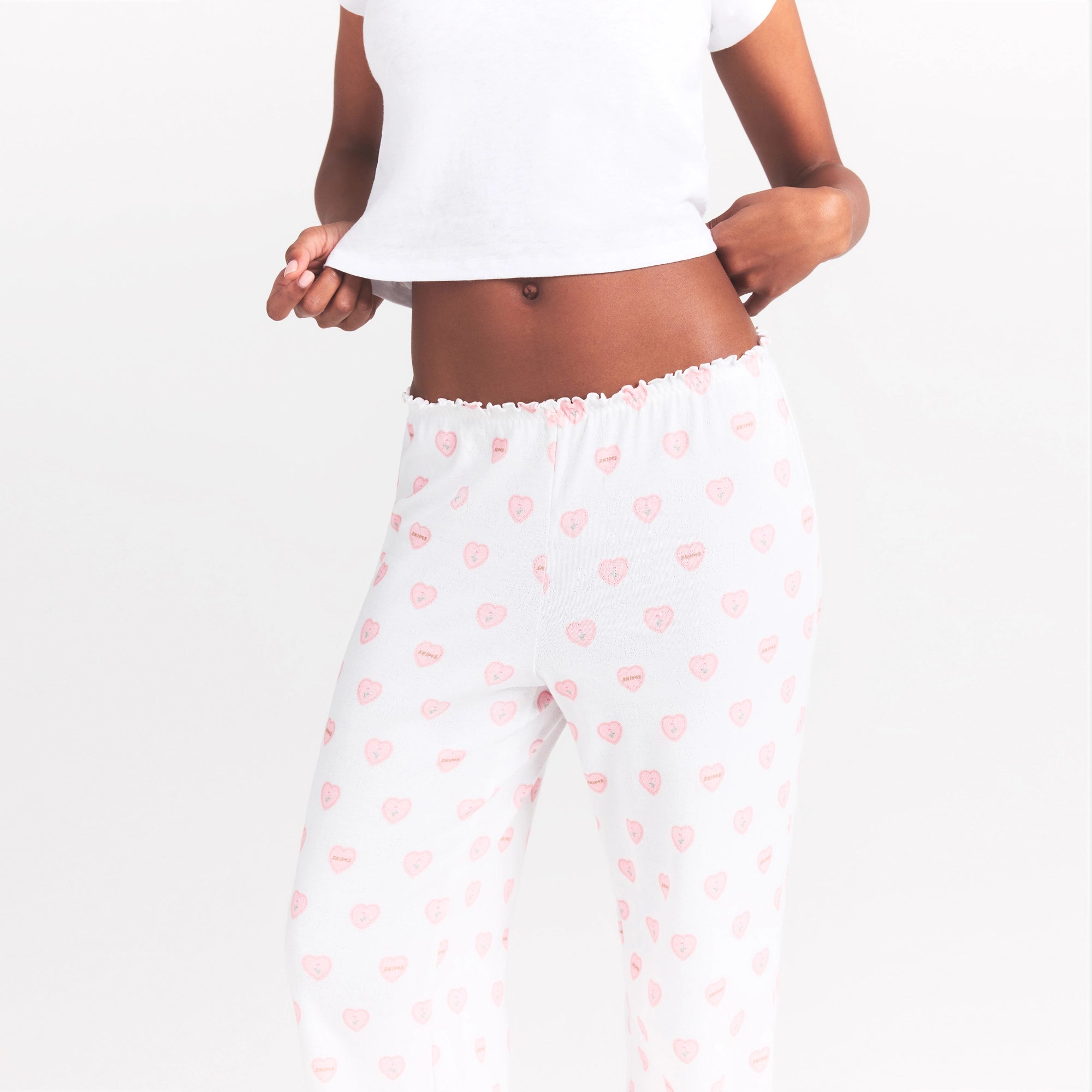 logo pointelle straight leg pant logo pointelle straight leg pant
